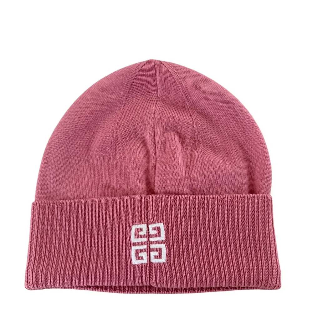 Givenchy Logo Ribbed Wool Beanie –  Rose Knit Hat